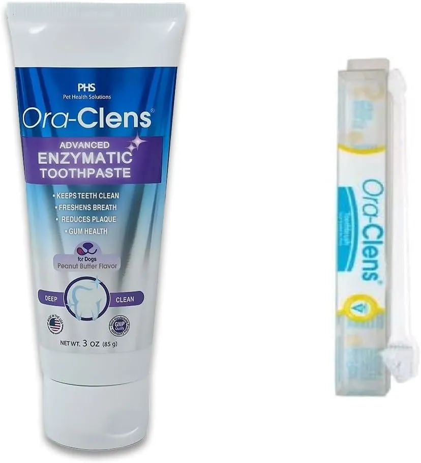 Advanced Enzymatic Toothpaste with Free Dual-Ended Toothbrush for Dogs