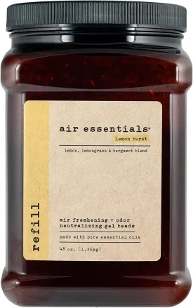 Air Essentials Air Freshener & Odor Neutralizer Gel Bead 48 oz Refill  Odor Eliminator - Made with Pure Essential Oils  Lemon Burst Scent