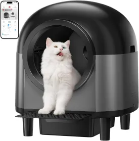 Automatic Cat Litter Box Self Cleaning,Smart Litter Box with 10 Safety Sensor Radars,100L Electric Cat Litter Boxes with Stairs for Multiple Cats,APP-Control,Advanced Odor Control OMCPET (Black)