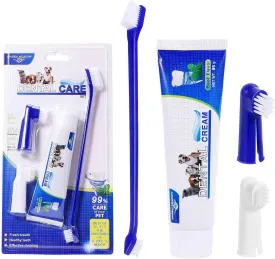 Best Dog Toothbrush & Toothpaste Kit for Staffy Bull Bullmastiff and Other Hybrid Dogs Dogs - Natural Ingredients Reduce Plaque, Whiten Teeth, Freshen Breath