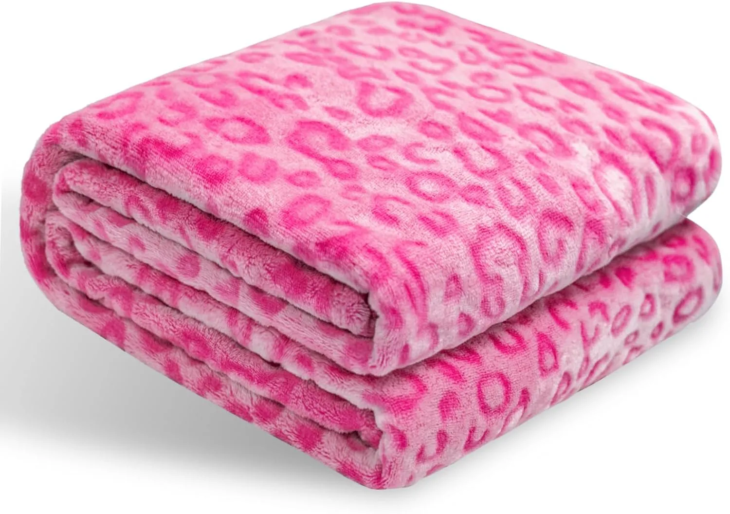 Bnuitland Pink Leopard Print Flannel Throw Blanket, 300 GSM Double Sided Fuzzy Fluffy for Bed Sofa Couch Travel, Super Soft Lightweight Cheetah Print Blanket for Adults and Kids, 5040 inch