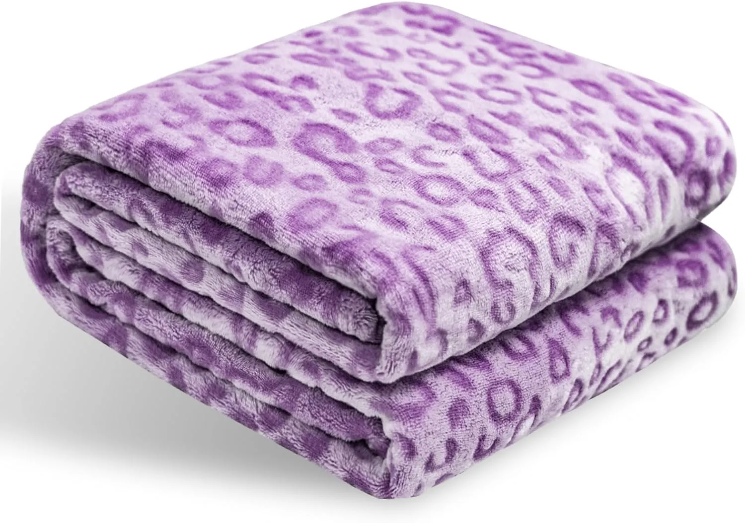 Bnuitland Purple Leopard Print Flannel Throw Blanket, 300 GSM Double Sided Fuzzy Fluffy for Bed Sofa Couch Travel, Super Soft Lightweight Cheetah Print Blanket for Adults and Kids, 5040 inch