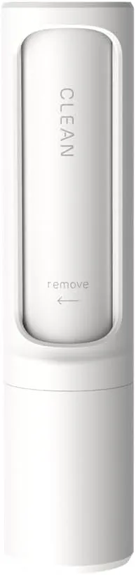 Clean LINT Remover-Premium Reusable Rotating Lint Roller  Pet Hair Remover for Clothes, Carpets, and Furniture with Removable Top (White)