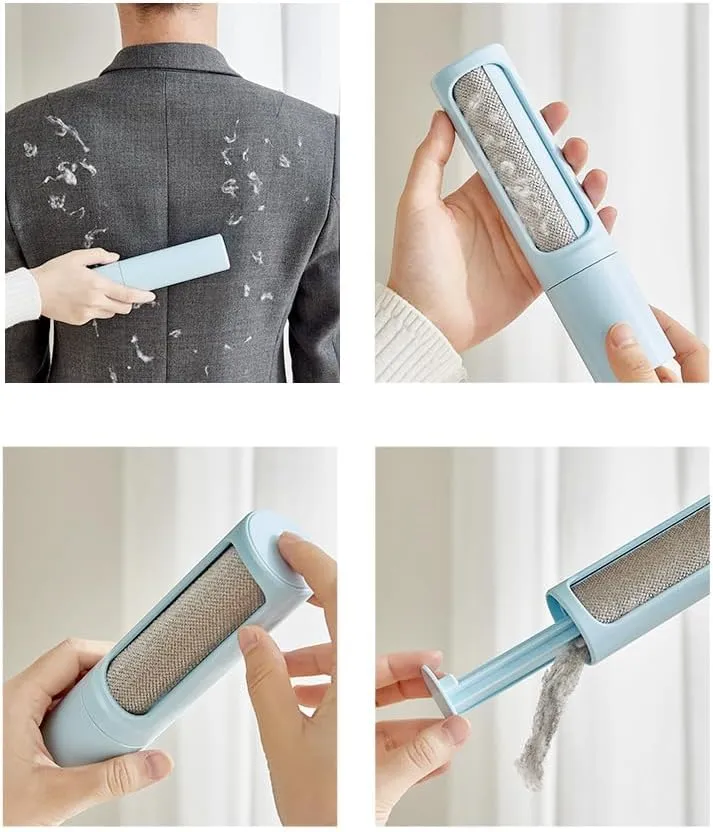 Clean LINT Remover-Premium Reusable Rotating Lint Roller  Pet Hair Remover for Clothes, Carpets, and Furniture with Removable Top (White)