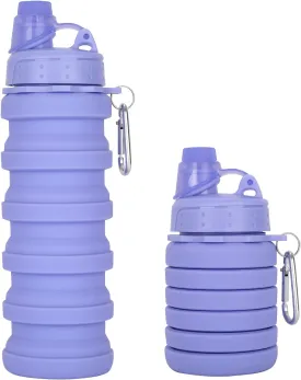 Collapsible Water Bottle for Adults, Boys, Students, Kids, Reusable Silicone Foldable Water Bottles for Travel Camping Hiking, Portable Sports Water Bottle, Purple