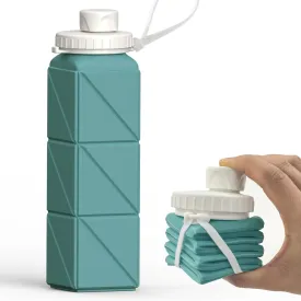 Collapsible Water Bottles 20.6oz, Silicone Foldable Portable Travel Water Bottle, Folding Lightweight Reusable Leakproof for Traveling Camping Hiking Cycling Yoga Sports Outdoor