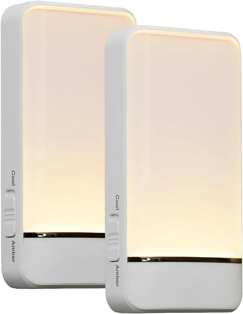 Dawnrise Night Lights Plug into Wall,Invisible Motion Sensor Night Light,Soft Warm or Cool White Selectable,Brightness Adjustable,LED Night Lights for Bedroom,Bathroom,Stairs,Hallway,2PK