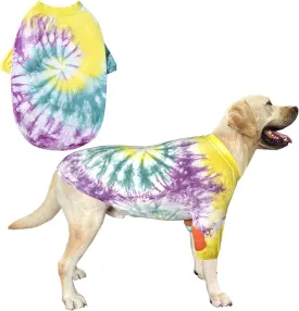 Dog Cotton Colorful Purple Yellow T-Shirts Soft and Stretchy Dog Shirt Pajamas Pets Clothes for Extra Large Dogs(2XL Purple)