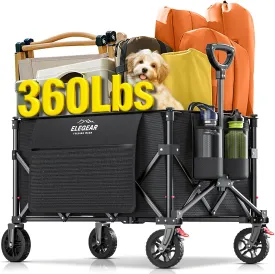 Elegear Wagon Cart Foldable Collapsible 150L 360LBS - Heavy Duty Large Capacity Utility Beach Wagon with 360 All-Terrain Wheels & Smallest Folding Design for Camping Garden Grocery Sports Shopping
