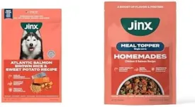 Jinx Dog Food Bundle: 4lb Premium Salmon & Sweet Potato Dry Food   8-Count (3-oz) Salmon & Chicken Wet Food Pouches