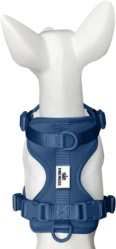 King Macks Dog Harness Set with Collar and Leash, Waste Bag Holder and Dirty Waste Bag Clip, Adjustable for Small/Medium/Large Dogs, Lightweight (Navy Blue, Medium)