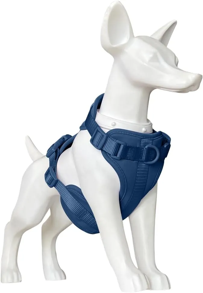 King Macks Dog Harness Set with Collar and Leash, Waste Bag Holder and Dirty Waste Bag Clip, Adjustable for Small/Medium/Large Dogs, Lightweight (Navy Blue, Medium)