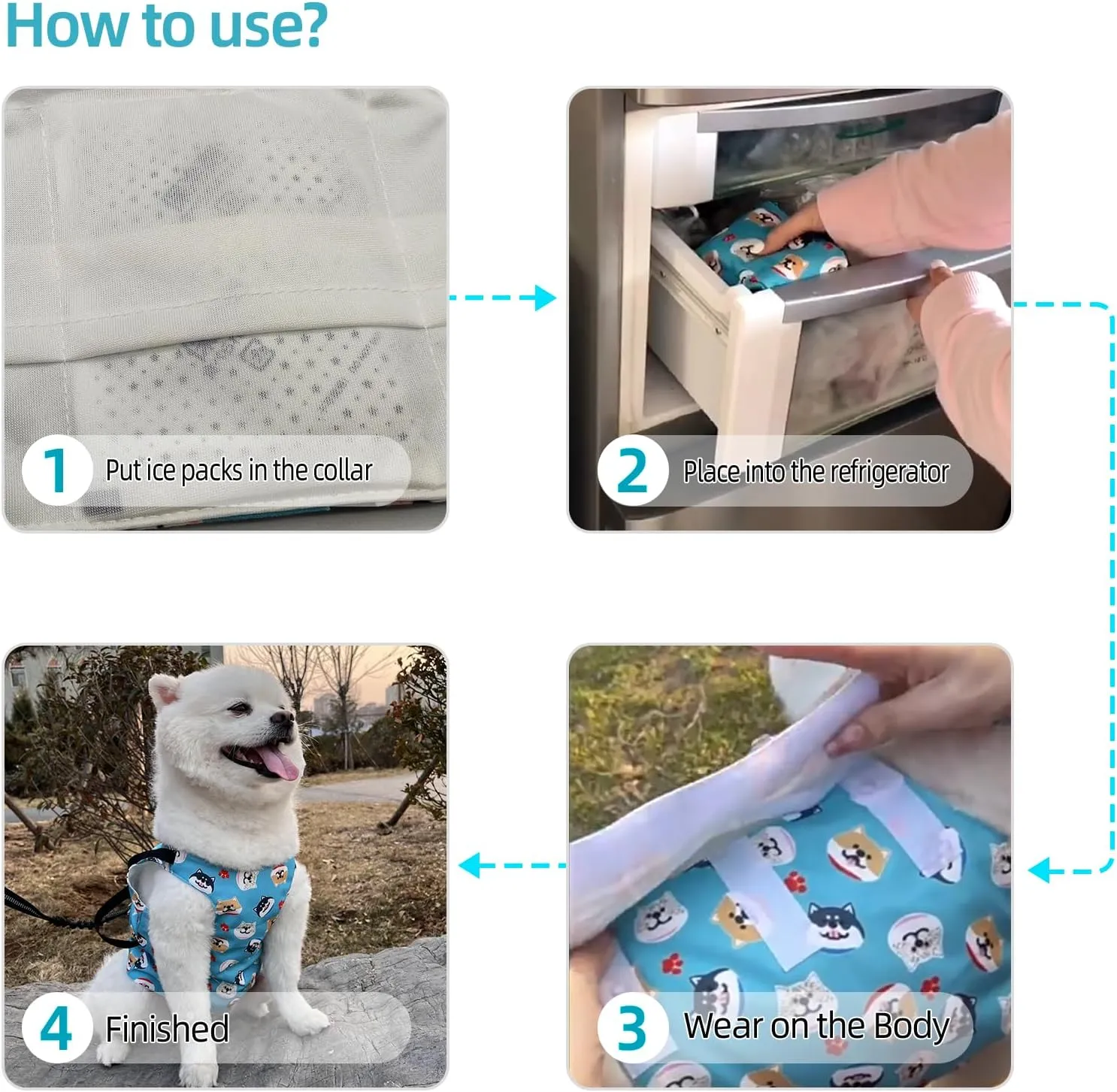 KUDES Dog Cooling Vest with Recyclable Ice Packs, Pet Adjustable Ice Chill Out Dog Harness Jacket Cooler with D Ring for Small Medium Large Dogs Walking Indoor Outdoor Summer
