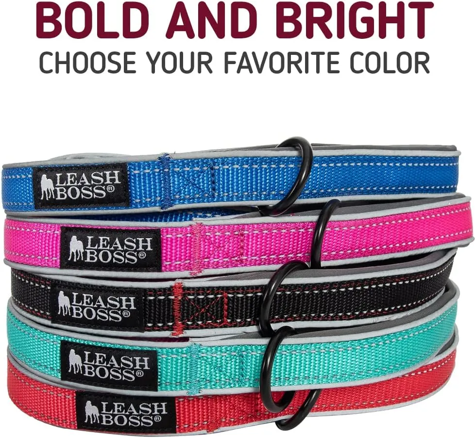 Leash Boss 6ft Ultra Comfort Double-Thick Soft Padded Handle Reflective Leash for Large and Medium Dogs, Heavy Duty for Large Breeds, Nylon for Small Dogs/Puppies