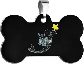 Mermaid Pet ID Tags Personalized Stainless Steel Dog Tags Bone Shape Cat Collar Tags Accessories