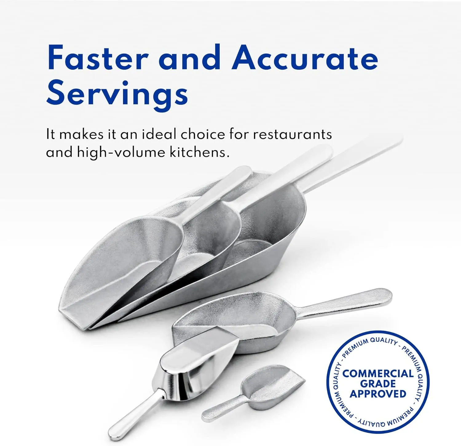 New Star Foodservice 34622 Cast Aluminum Flat Bottom Utility Scoop, 1oz, Extra Small Size, Silver (Hand Wash Only)
