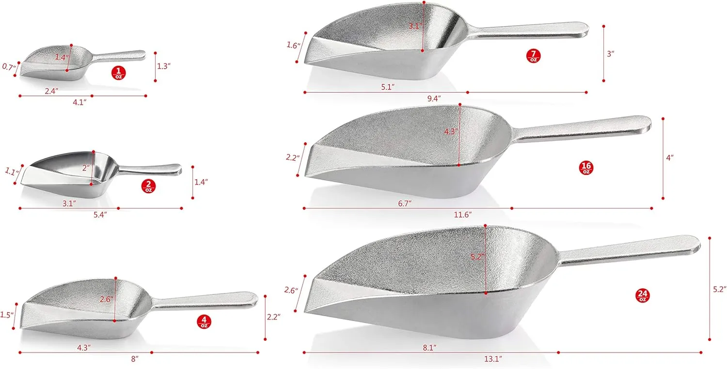 New Star Foodservice 34622 Cast Aluminum Flat Bottom Utility Scoop, 1oz, Extra Small Size, Silver (Hand Wash Only)