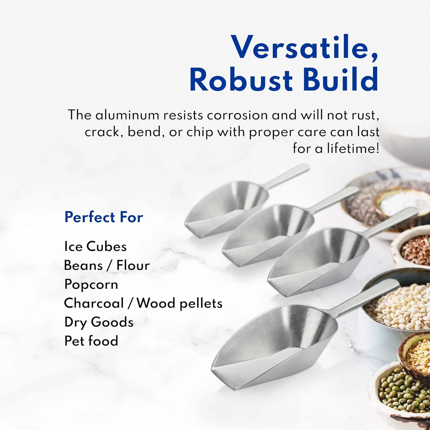 New Star Foodservice 34622 Cast Aluminum Flat Bottom Utility Scoop, 1oz, Extra Small Size, Silver (Hand Wash Only)