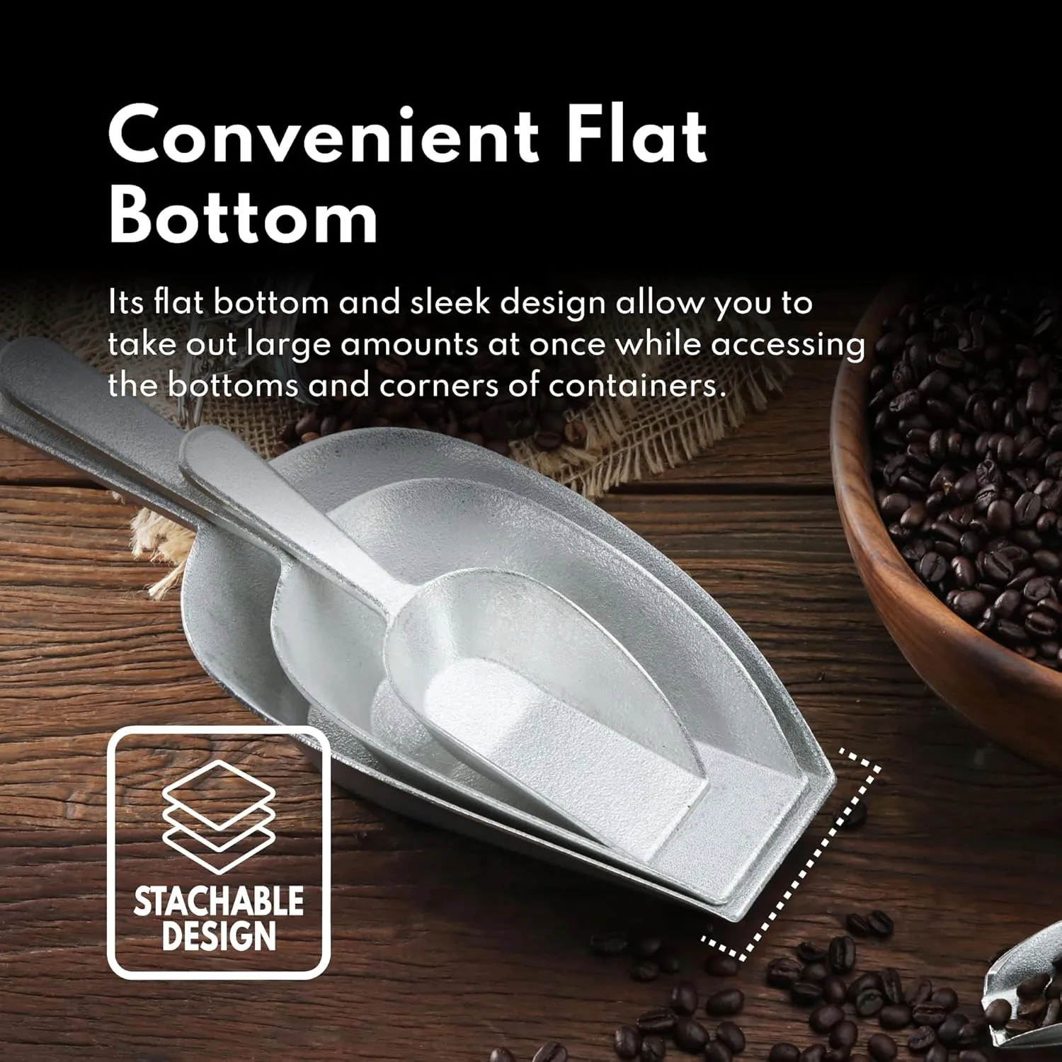 New Star Foodservice 34622 Cast Aluminum Flat Bottom Utility Scoop, 1oz, Extra Small Size, Silver (Hand Wash Only)