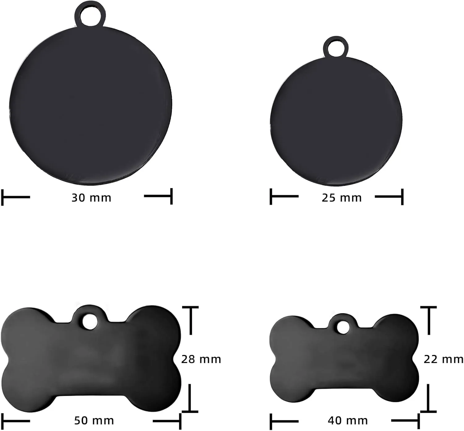 Personalized Pet ID Tags - Custom Engraved Dog & Cat Tags, Stainless Steel (Silver Bone)