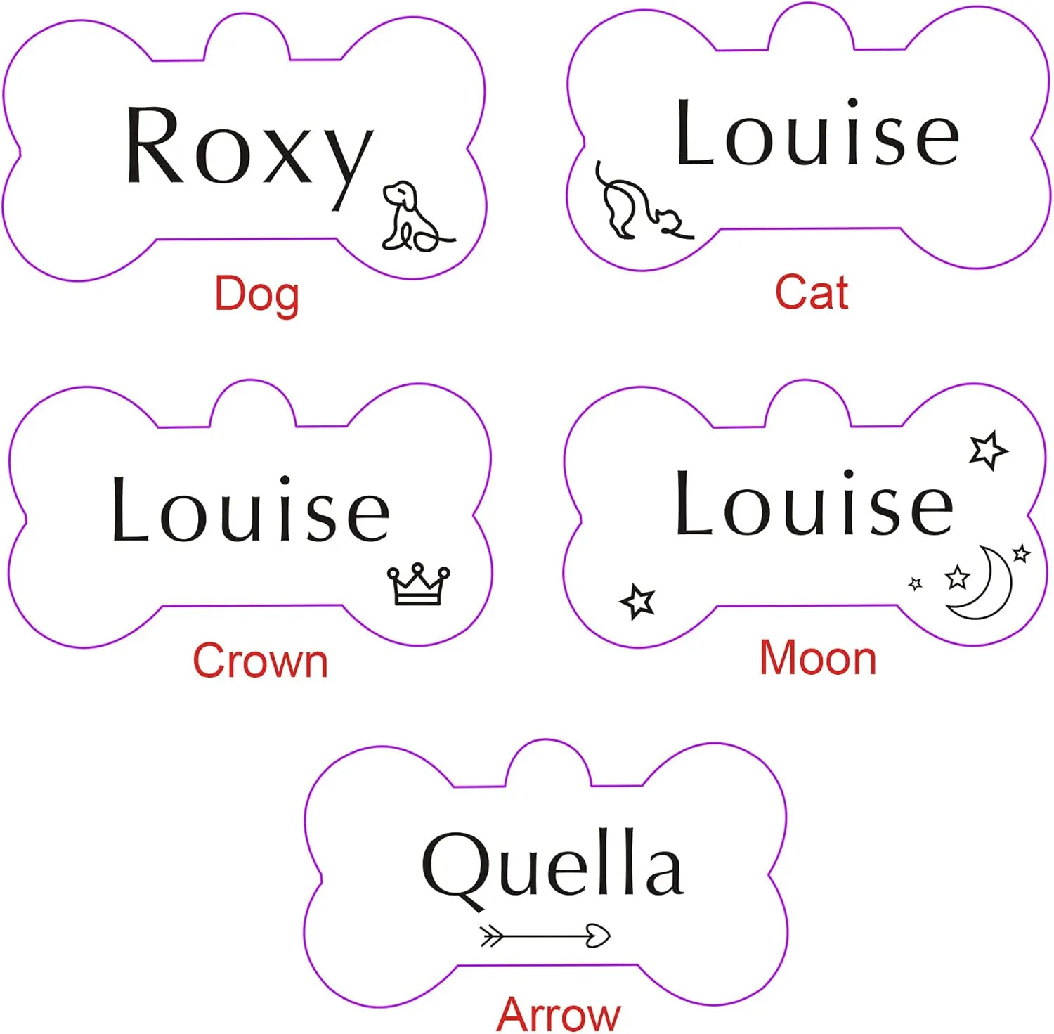 Personalized Pet ID Tags - Custom Engraved Dog & Cat Tags, Stainless Steel (Silver Bone)