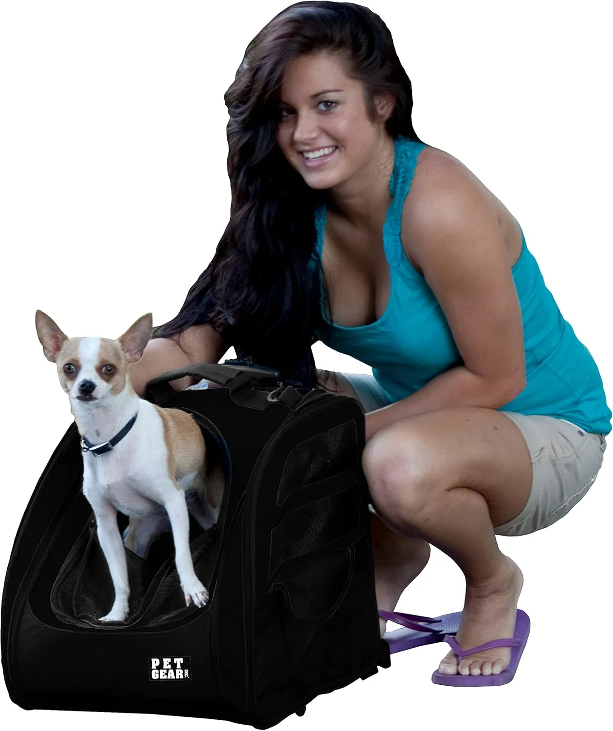 Pet Gear I-GO2 Traveler Roller Backpack, Travel Carrier, Car Seat for Cats/Dogs, Mesh Ventilation, Included Tether, Telescoping Handle, Storage Pouch, Onyx