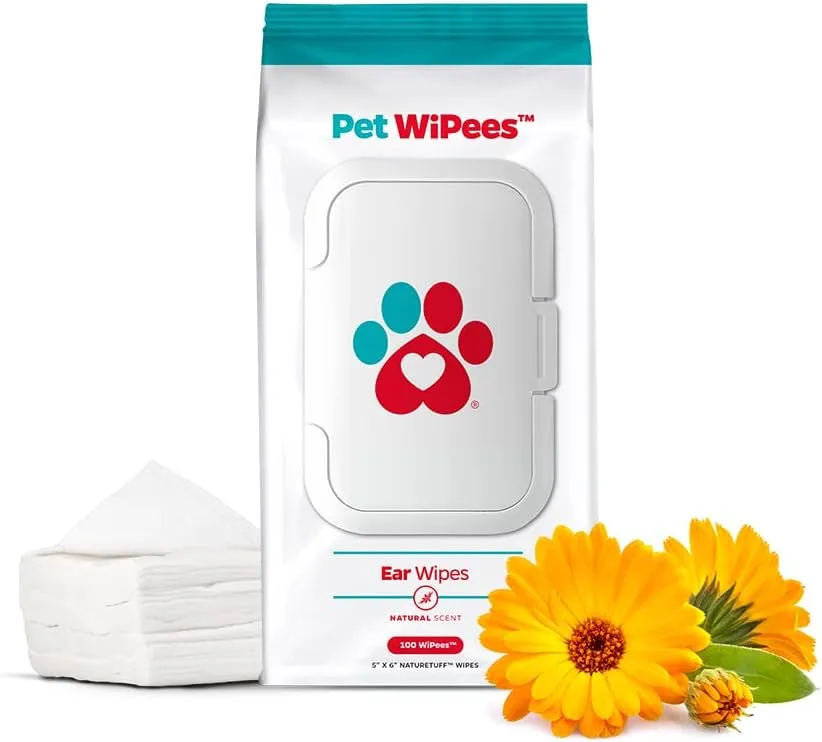 Pet Parents Pet WiPees Ear, Cat & Dog Ear Wipes, Ear Cleaner for Dogs, Ear Wipes for Dogs. (100 Count (Pack of 1), Natural)