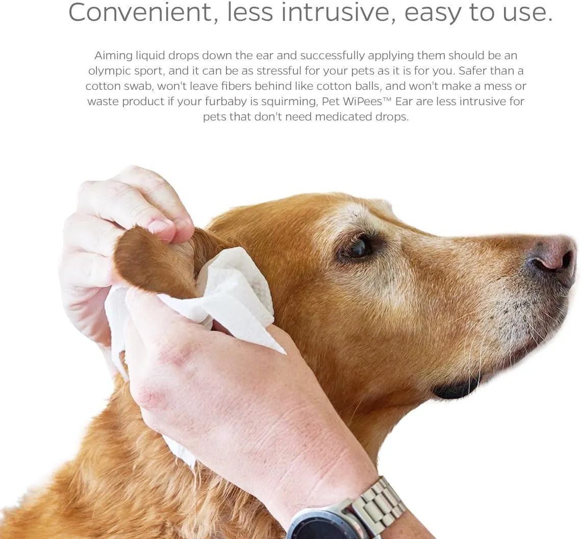 Pet Parents Pet WiPees Ear, Cat & Dog Ear Wipes, Ear Cleaner for Dogs, Ear Wipes for Dogs. (100 Count (Pack of 1), Natural)