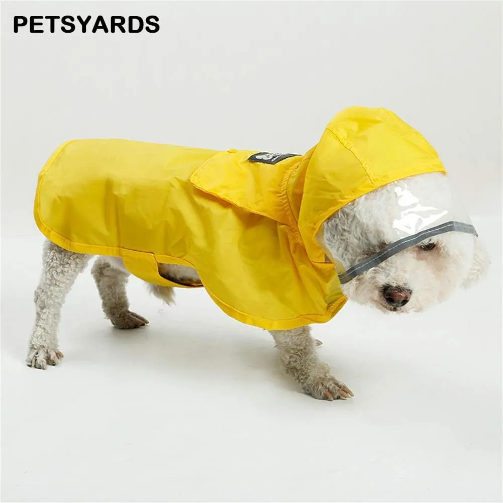 Pet Raincoat Packable Hooded Dog Rain Jacket Reflective Strips Lightweight Adjustable Poncho for Small Medium Large Dogs Yellow XXXL