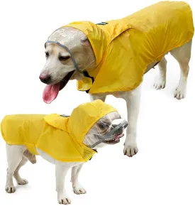 Pet Raincoat Packable Hooded Dog Rain Jacket Reflective Strips Lightweight Adjustable Poncho for Small Medium Large Dogs Yellow XXXL