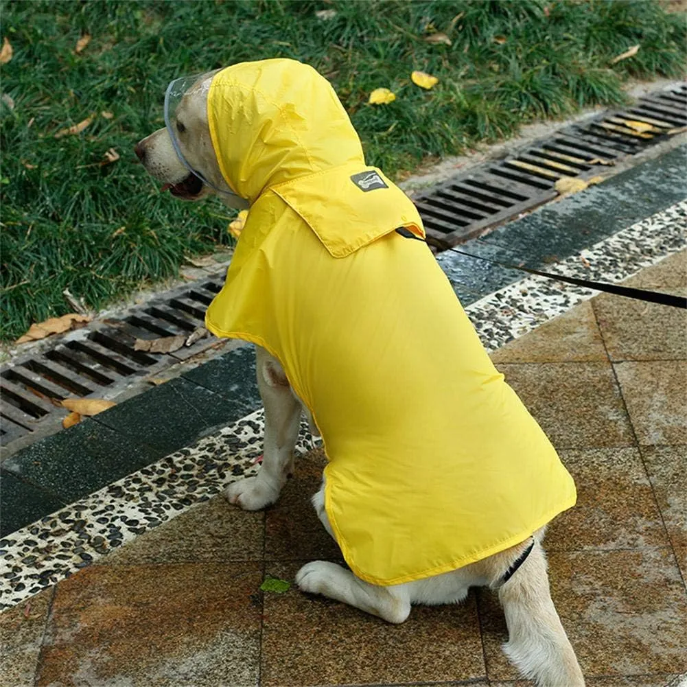 Pet Raincoat Packable Hooded Dog Rain Jacket Reflective Strips Lightweight Adjustable Poncho for Small Medium Large Dogs Yellow XXXL