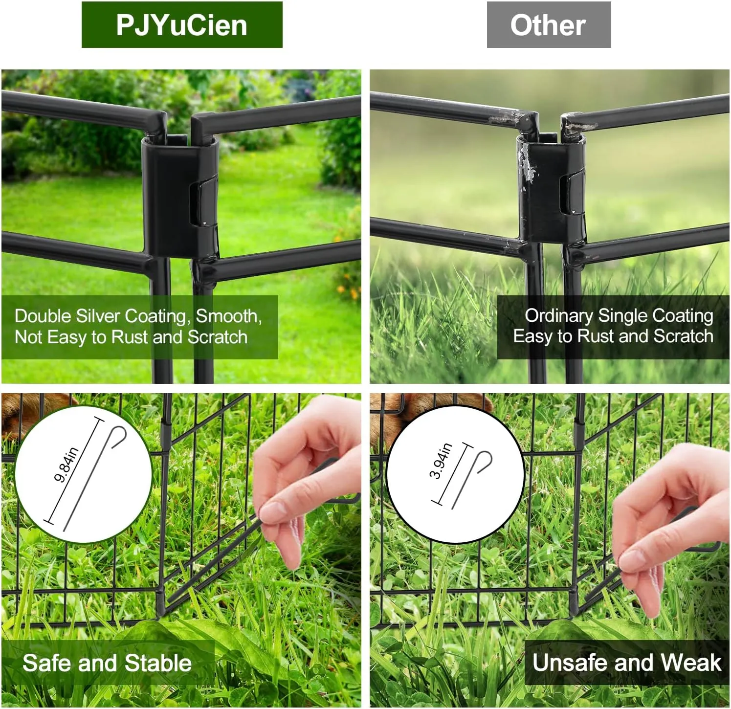 PJYuCien Dog Playpen - Metal Foldable Dog Exercise Pen, Pet Fence Puppy Crate Kennel Indoor Outdoor with 8 Panels 30H & Top Cover and Bottom Pad for Small Medium Pets