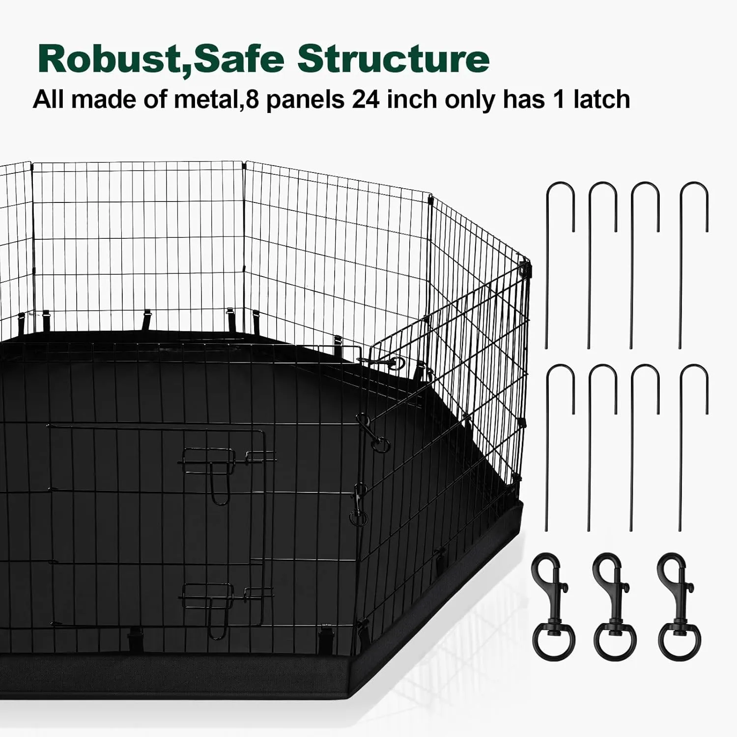 PJYuCien Dog Playpen - Metal Foldable Dog Exercise Pen, Pet Fence Puppy Crate Kennel Indoor Outdoor with 8 Panels 30H & Top Cover and Bottom Pad for Small Medium Pets