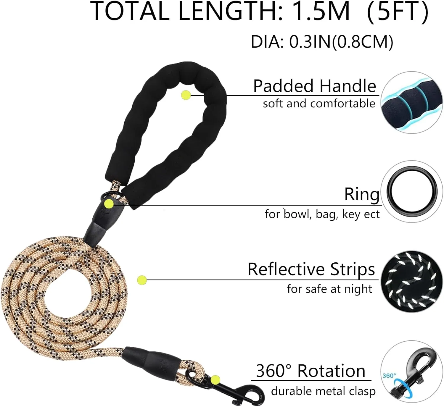 Puppy Harness and Leash Set, Small Dog Harness and Leash Set, Step in Small Size Harness with Soft Mesh and Reflective Bands for Extra-Small/Small Dogs, Khaki M