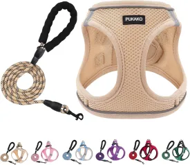 Puppy Harness and Leash Set, Small Dog Harness and Leash Set, Step in Small Size Harness with Soft Mesh and Reflective Bands for Extra-Small/Small Dogs, Khaki M