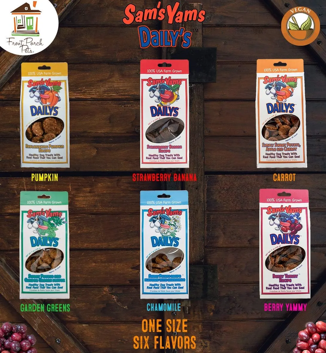 Sams Yams Sweet Potato Dog Treats, Healthy Dog Treats for Large, Medium or Small Breed Dogs, Sweet Potato Dog Chews Made in USA - Sam's Yams DAILY's Simply Sweet Potato, Apple & Carrot Dog Snacks, 7oz