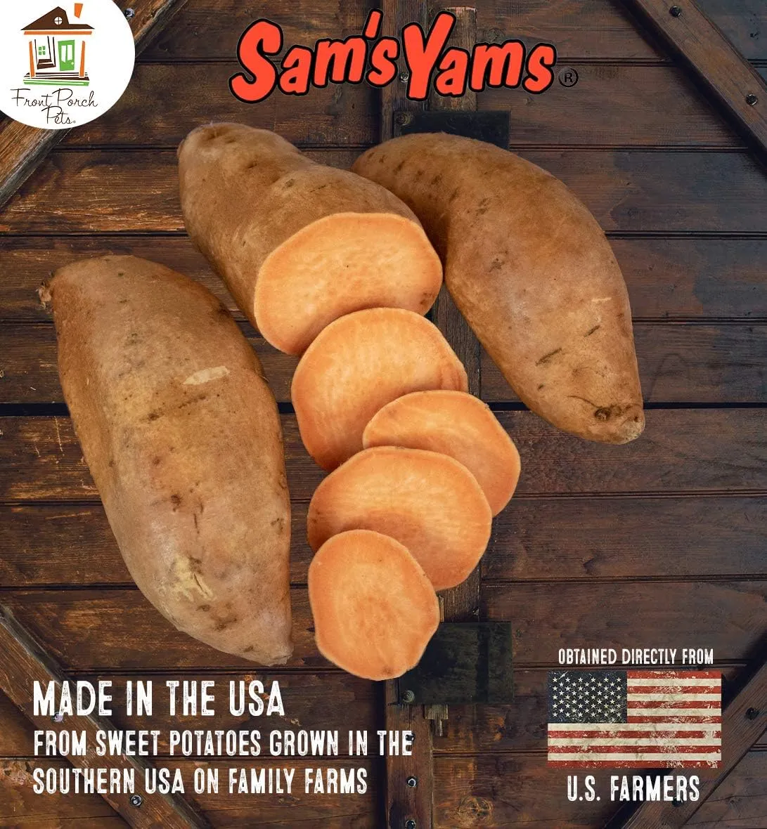 Sams Yams Sweet Potato Dog Treats, Healthy Dog Treats for Large, Medium or Small Breed Dogs, Sweet Potato Dog Chews Made in USA - Sam's Yams DAILY's Simply Sweet Potato, Apple & Carrot Dog Snacks, 7oz