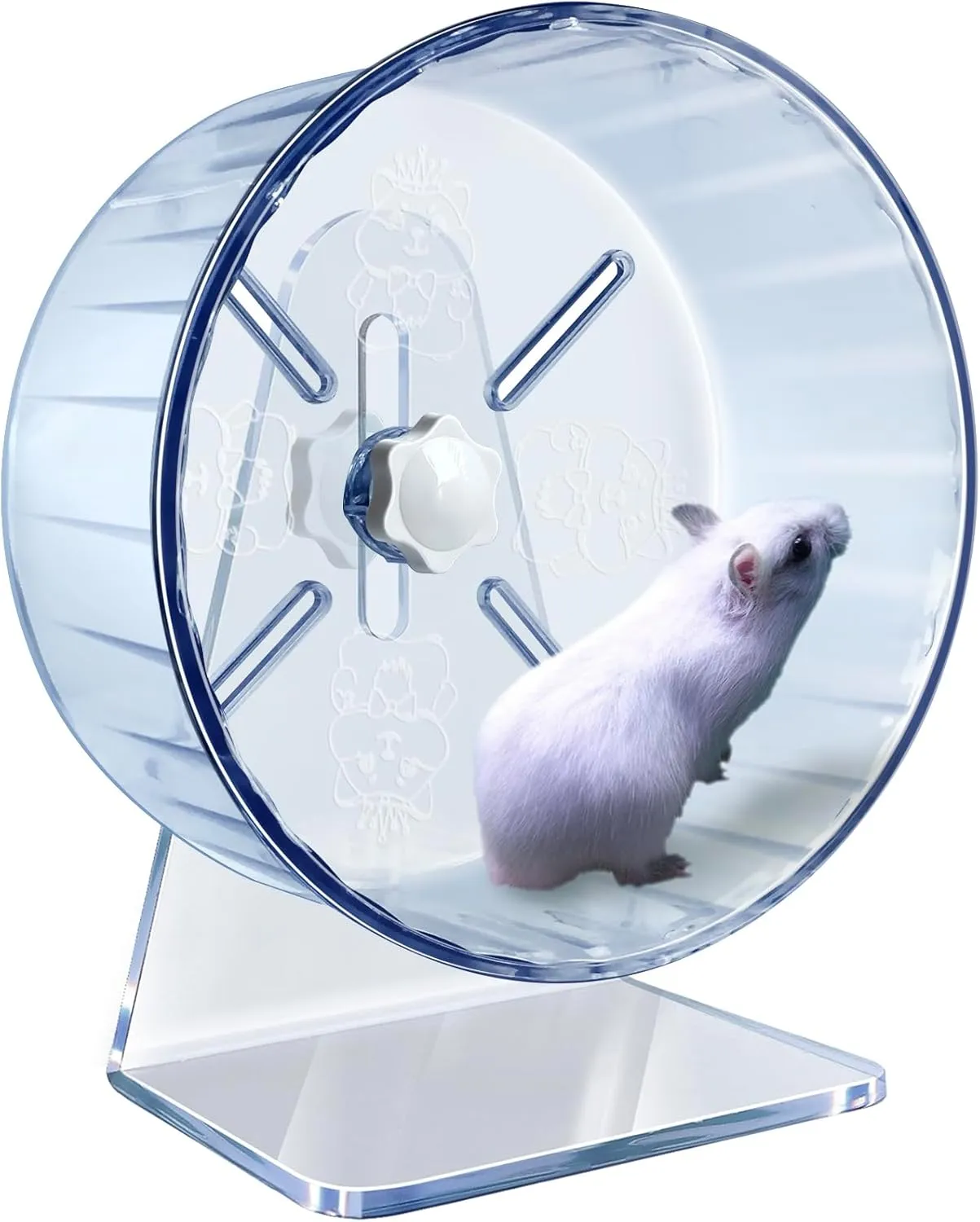 Silent Hamster Wheel, Super-Silent Hamster Exercise Wheels Accessories, Quiet Running Wheels, Adjustable Stand for Hamsters Mice Or Other Small Animals ( 7 inch,Transparent)