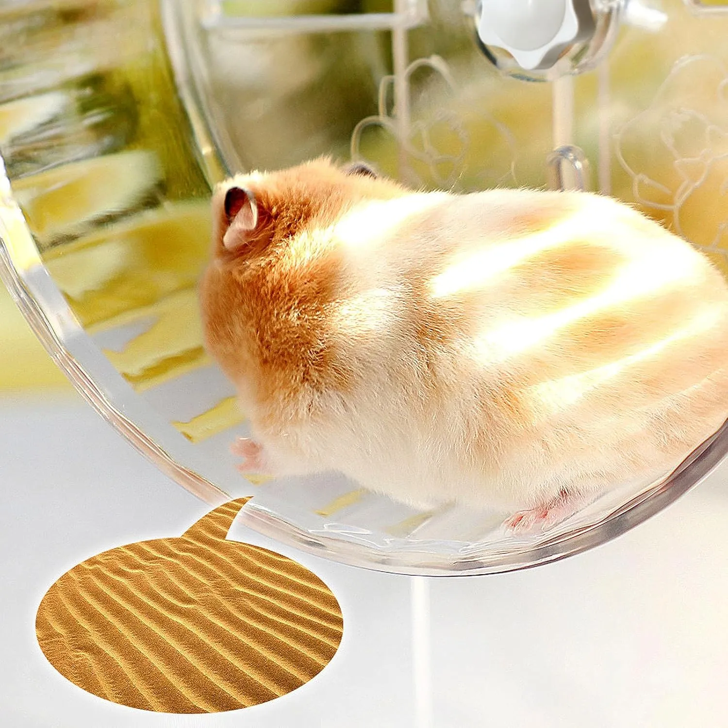 Silent Hamster Wheel, Super-Silent Hamster Exercise Wheels Accessories, Quiet Running Wheels, Adjustable Stand for Hamsters Mice Or Other Small Animals ( 7 inch,Transparent)