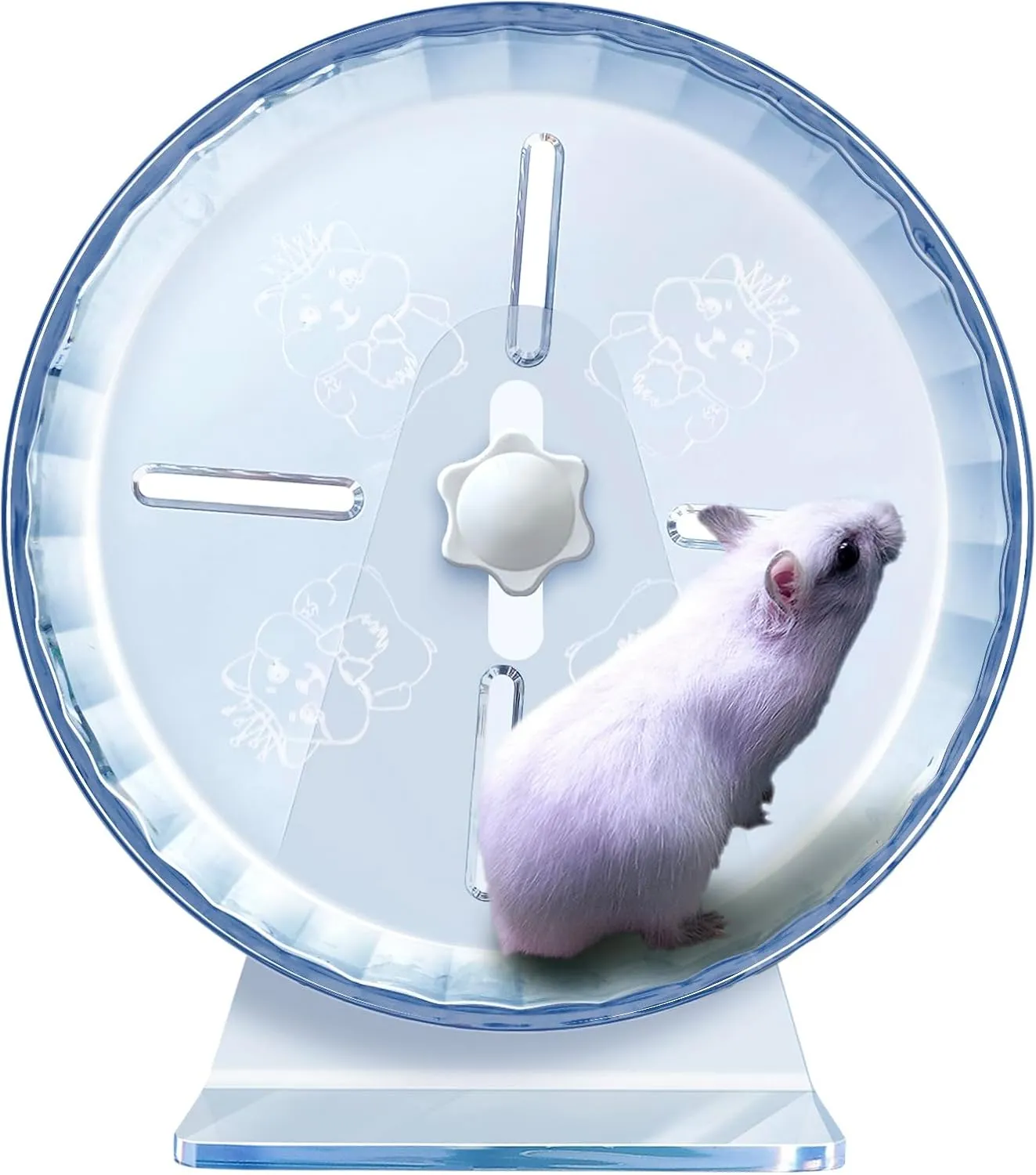 Silent Hamster Wheel, Super-Silent Hamster Exercise Wheels Accessories, Quiet Running Wheels, Adjustable Stand for Hamsters Mice Or Other Small Animals ( 7 inch,Transparent)