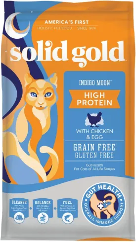 Solid Gold High Protein Dry Cat Food - Indigo Moon Made with Digestive Probiotics for Cats - Grain & Gluten Free with High Fiber & Omega 3 - Low Carb Superfood Meal - Chicken - 3lb