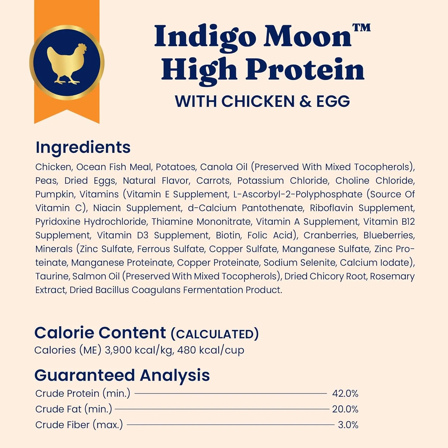 Solid Gold High Protein Dry Cat Food - Indigo Moon Made with Digestive Probiotics for Cats - Grain & Gluten Free with High Fiber & Omega 3 - Low Carb Superfood Meal - Chicken - 3lb