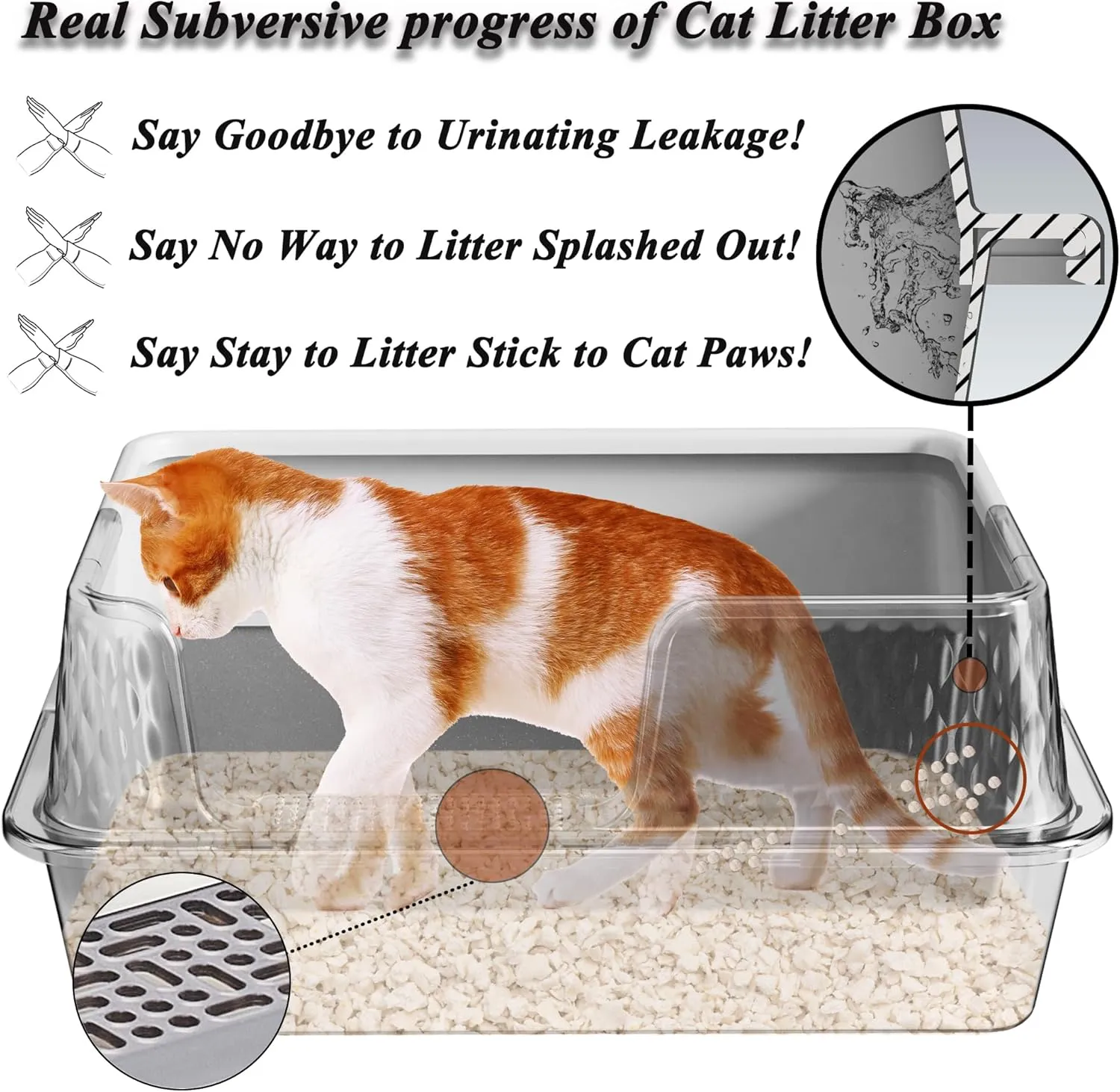 Suhaco Stainless Steel Litter Box with Lid Kitty Black Litter Mat and White Scoop Included Covered Metal High Sided Removable Extra Large Cat Litter Box Enclosure for Medium Cats (Tall Gray)