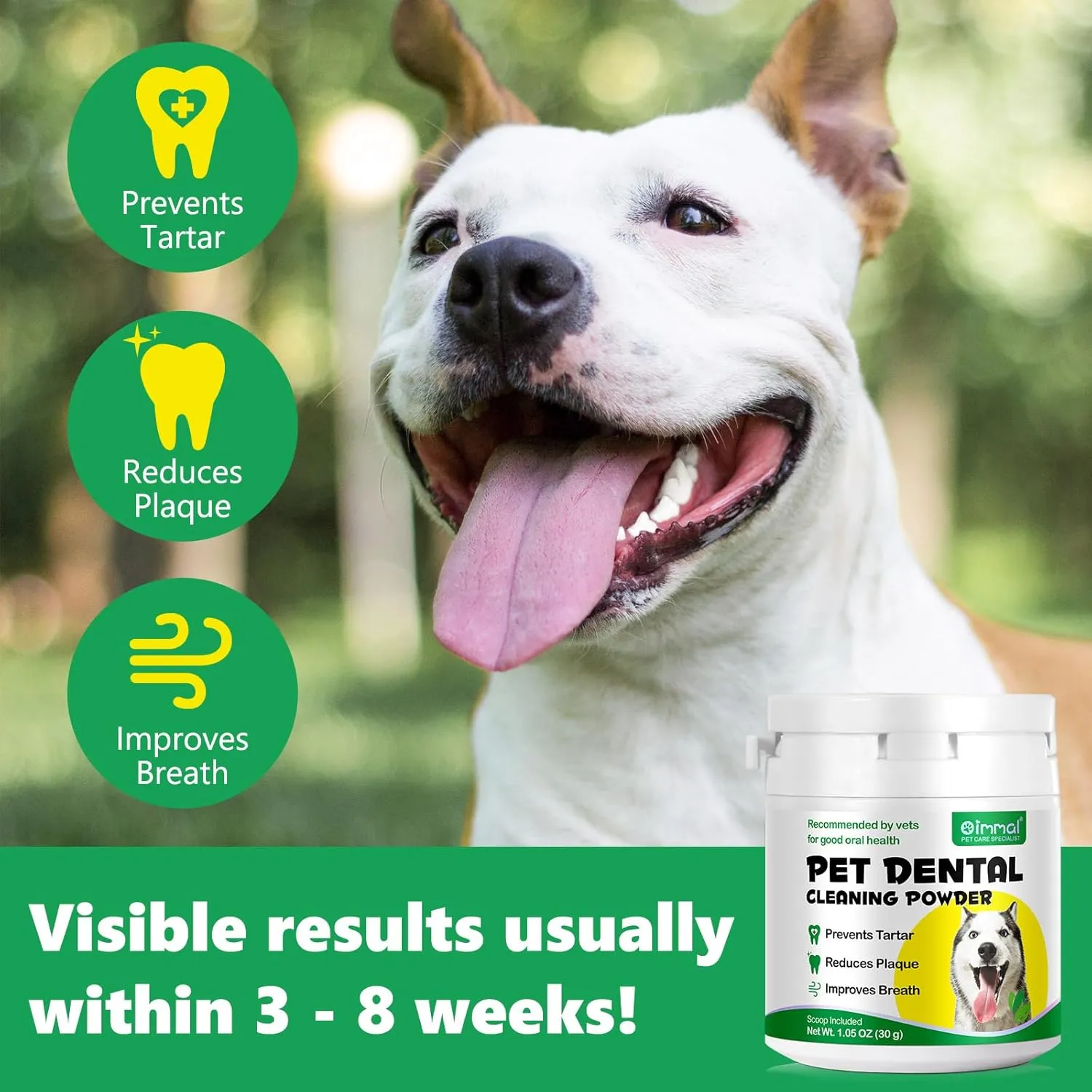 Teeth Cleaning Powder for Dogs, Dog Breath Freshener, Dental Powder for Dogs Teeth with Probiotics Help Reduce Bad Breath, Plaque Tartar Remover, Dog Teeth Powder for Small, Medium, Large Dogs 30g