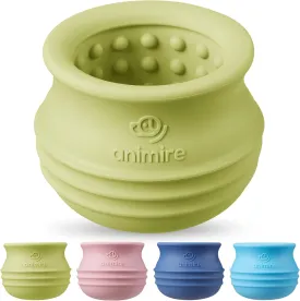 Treat Dispensing Dog Toy, Long-Lasting Interactive Puzzle Toys for Dogs, Stuffable Dog Enrichment Frozen Lick Treat Toy for Boredom, BPA Free Silicone Fetch Catch Chew Toy (Green,S)