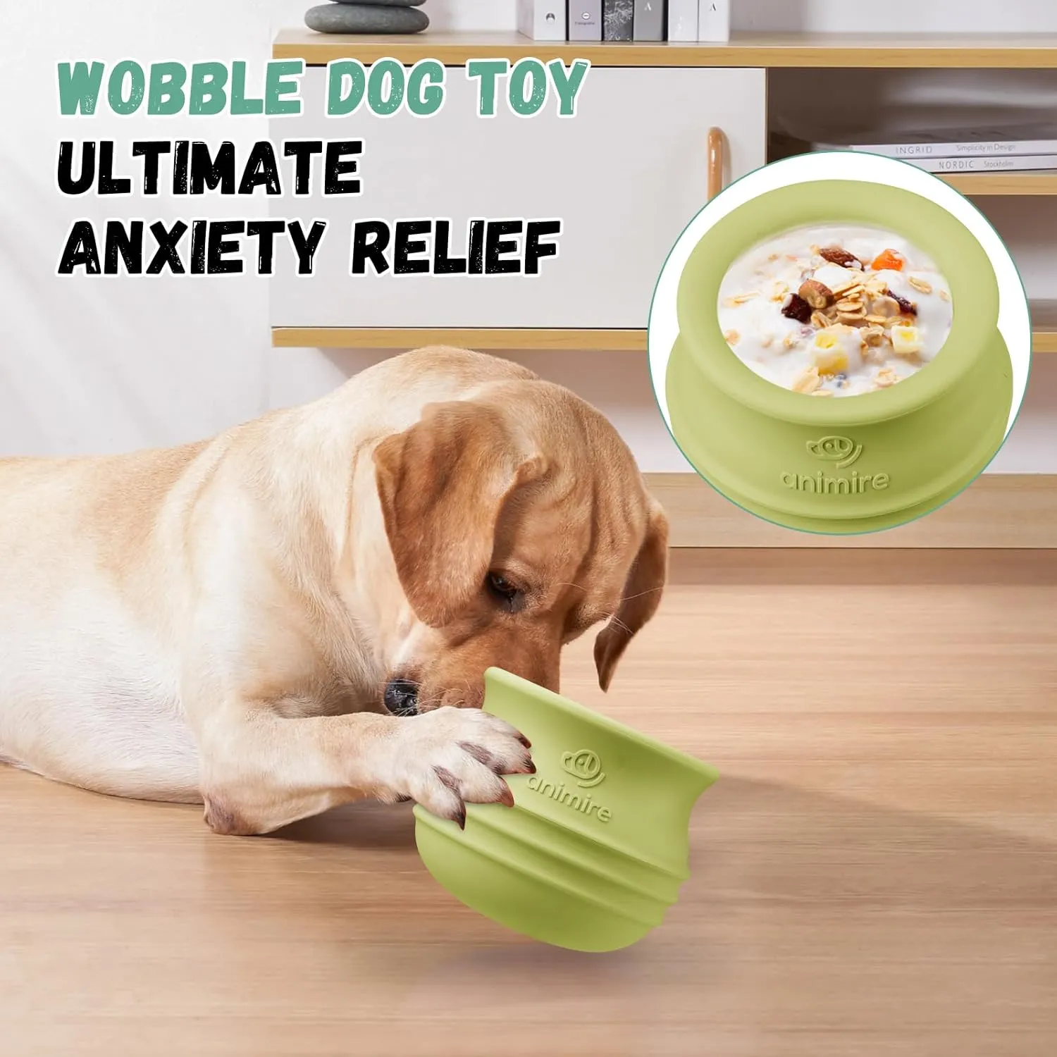 Treat Dispensing Dog Toy, Long-Lasting Interactive Puzzle Toys for Dogs, Stuffable Dog Enrichment Frozen Lick Treat Toy for Boredom, BPA Free Silicone Fetch Catch Chew Toy (Green,S)