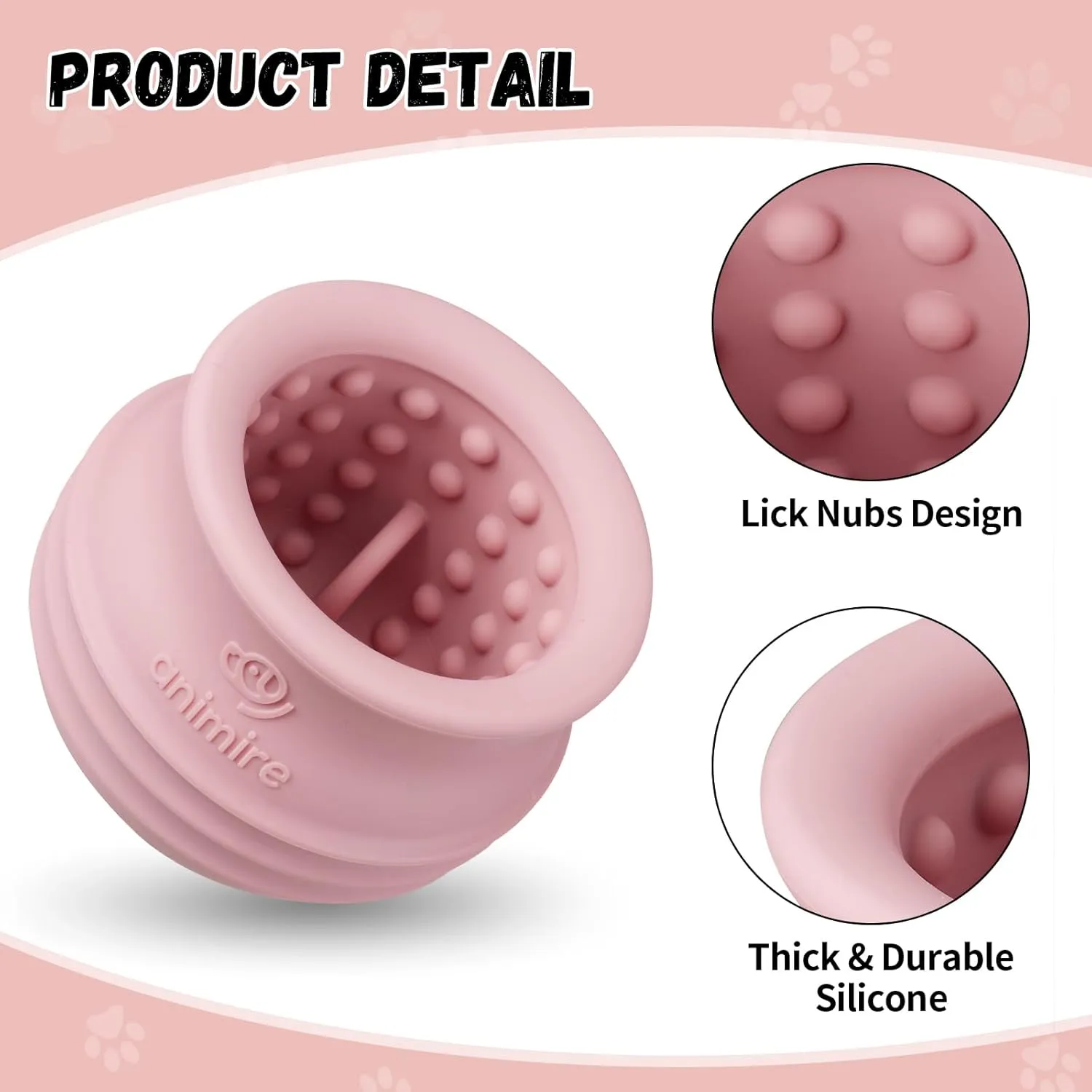 Treat Dispensing Dog Toy, Long-Lasting Interactive Puzzle Toys for Dogs, Stuffable Dog Enrichment Frozen Lick Treat Toy for Boredom, BPA Free Silicone Fetch Catch Chew Toy (Pink,S)