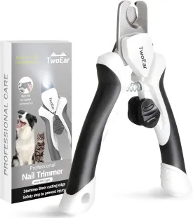 TwoEar Dog Nail Clippers with Light, Dog Nail Trimmers with Quick Sensor & Safety Guard, Razor Sharp Blade, LED Pet Nail Clippers/Dog Toenail Clippers for Medium Large Dogs, Black