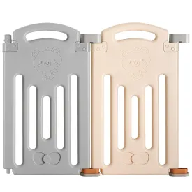 UANLAUO Baby Play Yards, Foldable Playpen 2-Panel Extension by Uanlauo, Baby Fence Play Pen NO Gaps with Gate, Safety and Durable Baby Playpen Panel (Grey   Cream)